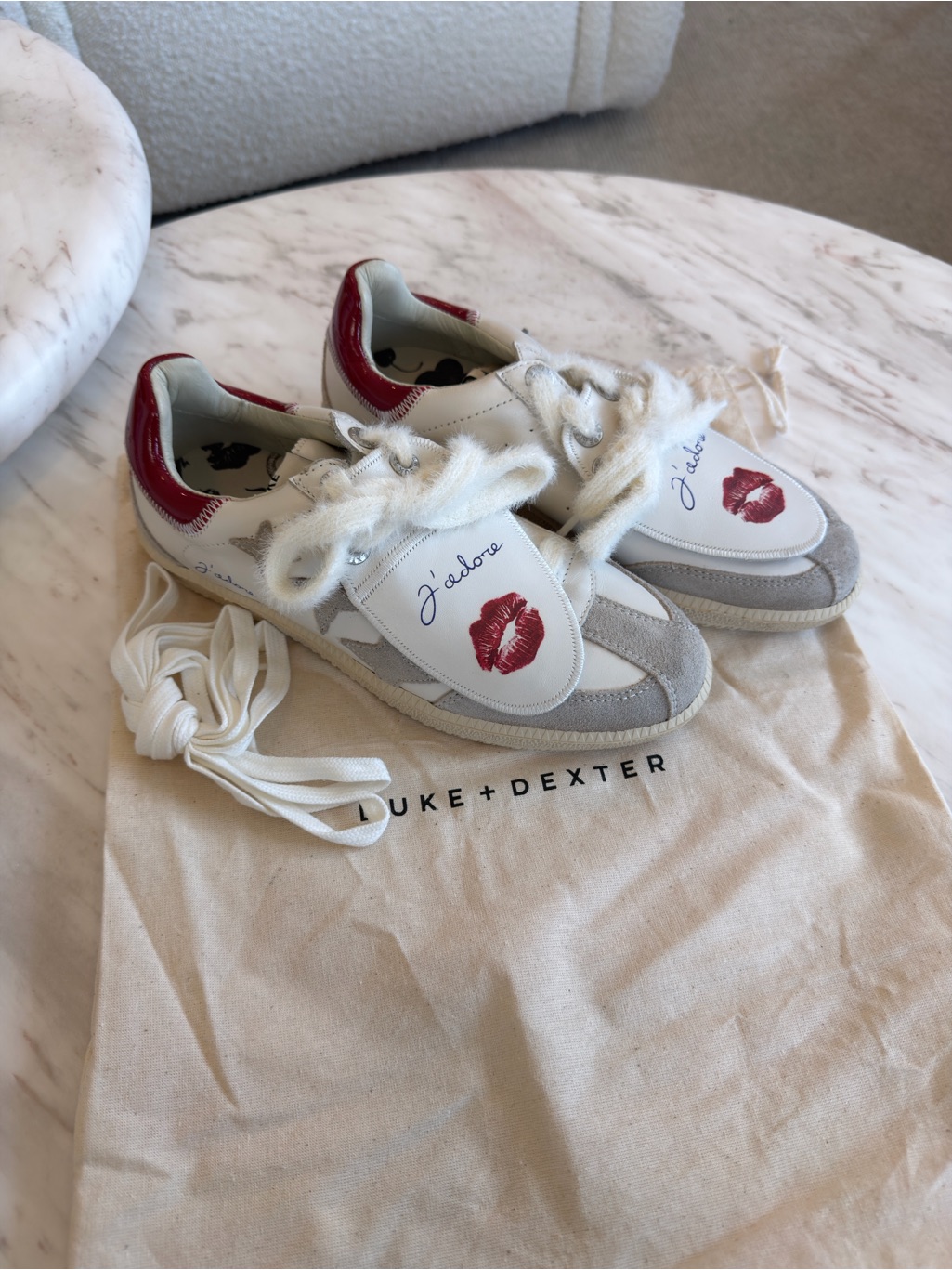 Plus Duke Kiss Sneakers Women’s Cream Sneakers With Red Heel And Lip Detail — image 4 of 5